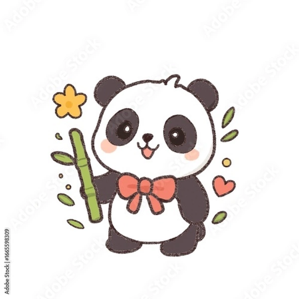 Fototapeta panda with flower