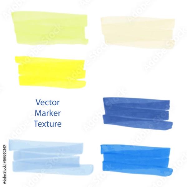 Fototapeta Set of hand drawn marker texture, watercolor effect, spots for design