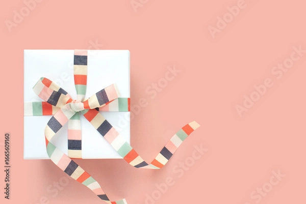 Fototapeta 색동 리본 선물상자와 카피공간,추석,설날 명절 이미지