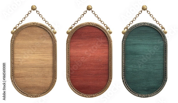 Fototapeta Isolated Vintage Frames with Chains on Transparent Background