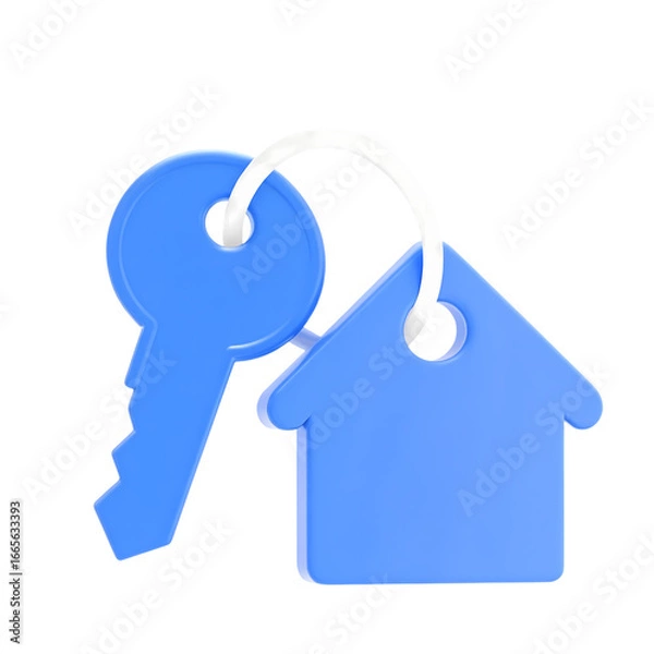 Obraz Blue house key icon symbolizing homeownership and real estate property access