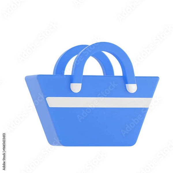 Obraz Simple blue shopping bag icon with white stripe for online stores and retail