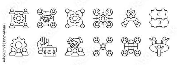Obraz Stakeholder line editable icon set collection. Containing business, collaboration, teamwork, Management, investors, partners, employees, and more. Editable stroke. Vector illustration eps 10