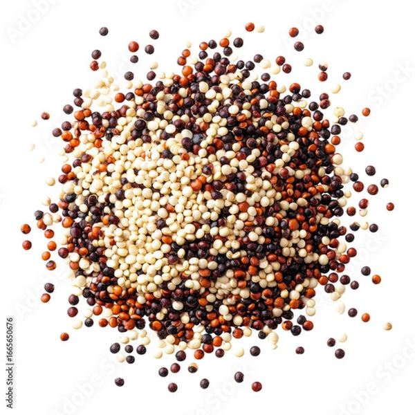 Fototapeta Mixed quinoa seeds isolated on transparent background
