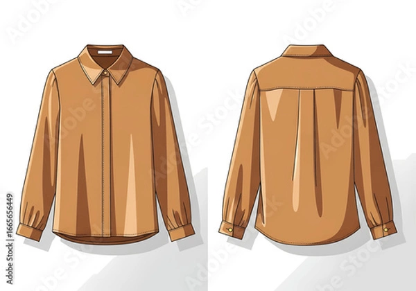 Fototapeta Fashion Forward: A stylish, illustrated button-down shirt. Front and back view
