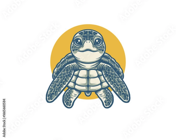 Obraz Cute turtles sea illustration