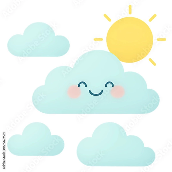 Obraz Blue sky with cute clouds