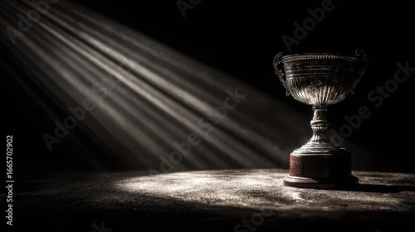 Obraz Illuminated trophy on dark surface