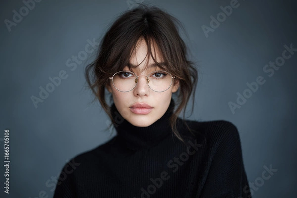 Fototapeta ai wearing glasses reminiscent of human names embodies confidence creating strong and engaging presence