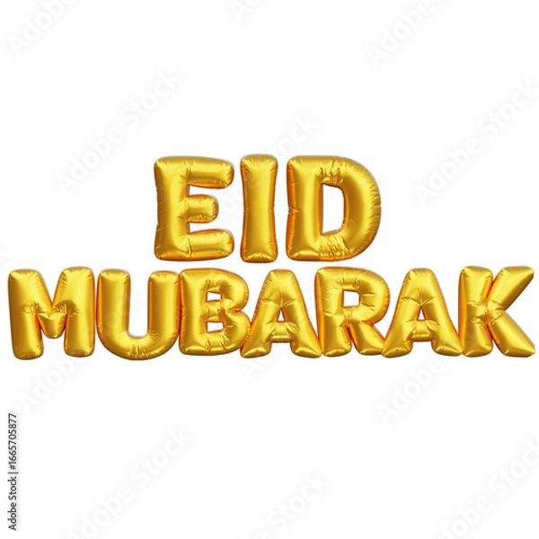 Fototapeta 3D Eid Mubarak Golden Balloon Text
