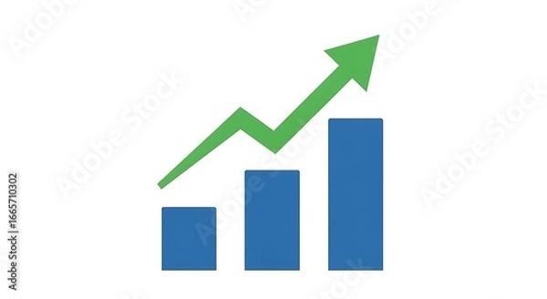 Fototapeta A red 3D bar chart with an upward arrow shows business growth and financial success