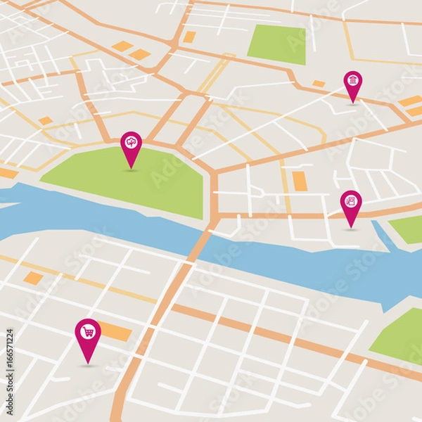 Fototapeta Vector city map