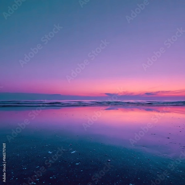 Fototapeta Blurry sunset over tranquil beach