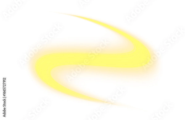 Fototapeta Golden Yellow Light Trail, Abstract Glowing Wave on Transparent Background