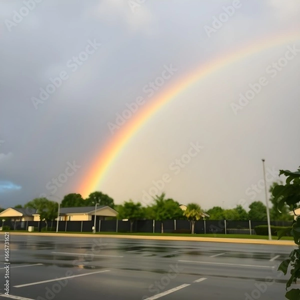 Obraz Rainbow appearing suddenly after rain.