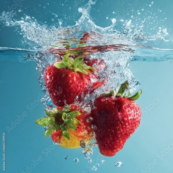 Obraz delicious fruit falling into clean water splash