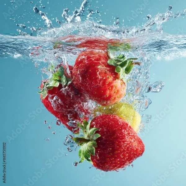 Obraz delicious fruit falling into clean water splash