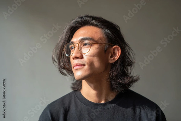 Fototapeta ai wearing glasses reminiscent of human names embodies confidence creating strong and engaging presence