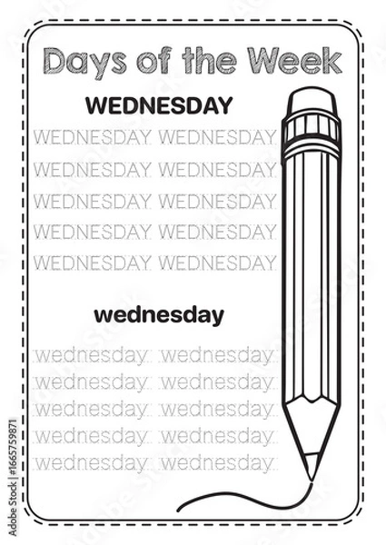 Obraz Work Sheet day of the week