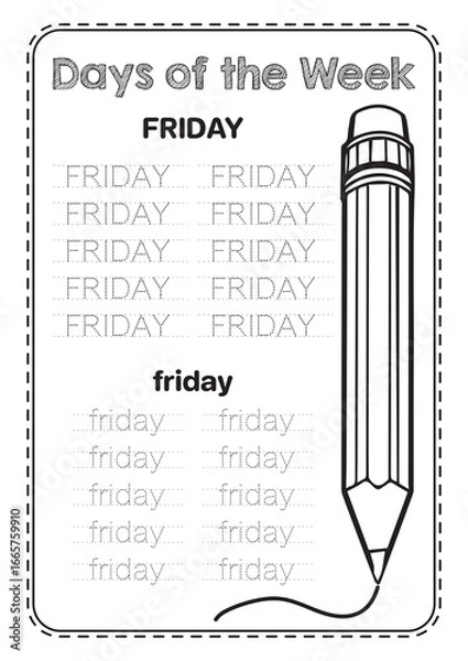 Obraz Work Sheet day of the week