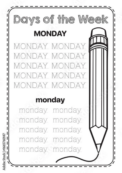 Obraz Work Sheet day of the week