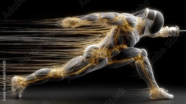 Fototapeta Dynamic Human Body in Motion with Abstract Energy Effects