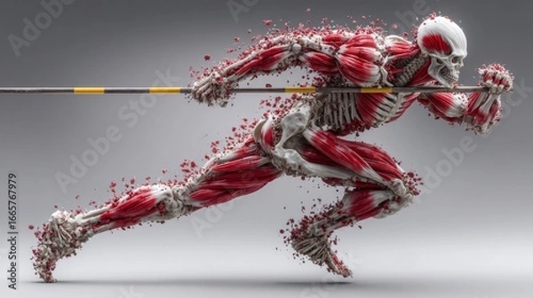 Fototapeta Dynamic Human Anatomy Illustration of Running Skeleton Muscle Display
