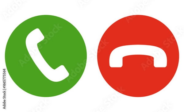 Fototapeta 電話マークのイラストセット、電話をかける、電話を切る