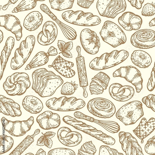 Fototapeta hand drawn seamless pattern with vegetables
