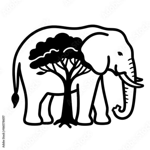 Obraz Elephant & Tree: Nature Harmony Symbol