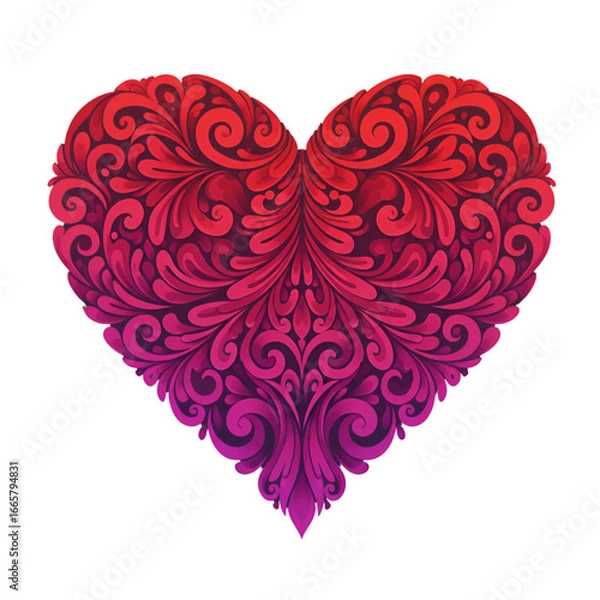 Fototapeta Floral Heart Illustration With Gradient Colors And Transparent Background