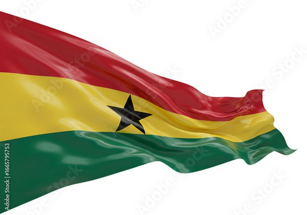 Obraz Ghana Flag Waving on Transparent Background Illustrative Patriotic Symbol