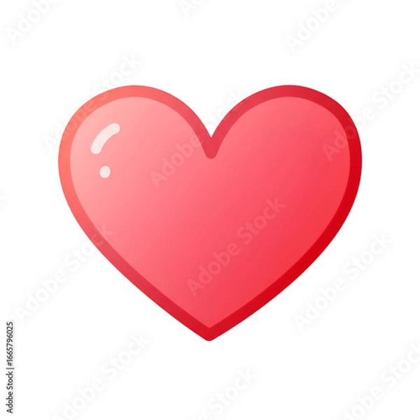 Fototapeta Glossy Red Heart Icon Isolated Transparent Background Illustration