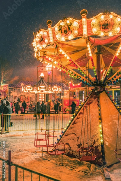 Obraz Carousel on a winter evening
