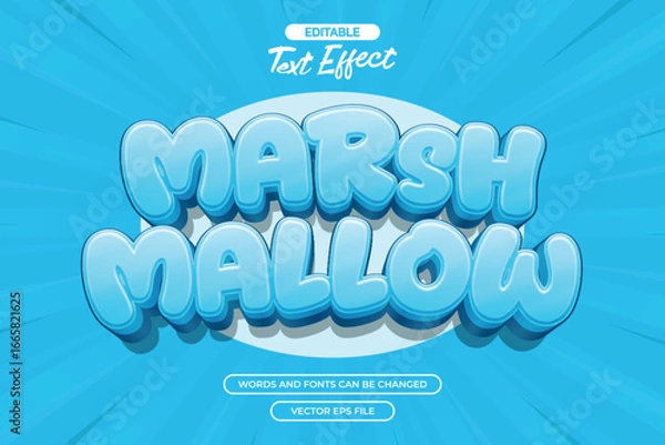 Obraz Marshmallow editable text effect with 3d blue cartoon text style