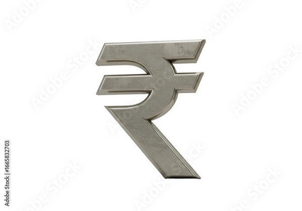 Obraz Isolated Metallic Rupee Symbol on Transparent Background