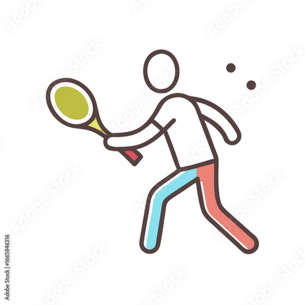 Obraz Tennis player icon with two motion dots