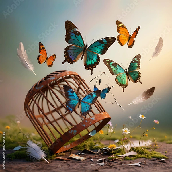Obraz Freedom in Flight: Butterflies Breaking Free