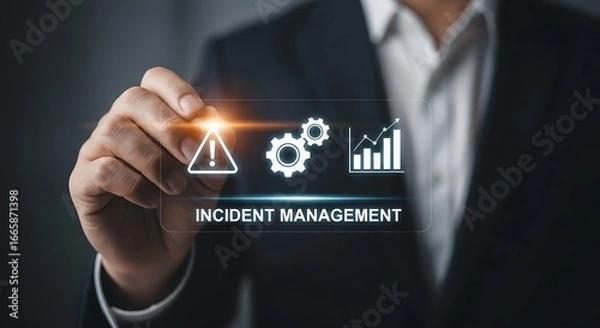 Fototapeta Business professional interacting with incident management interface