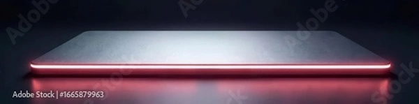 Obraz Sleek silver rectangle, glowing edges, metallic sheen, shine, shiny, illustration