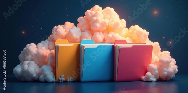 Obraz Organized digital folders in cloud environment , cloud infrastructure, digital asset management