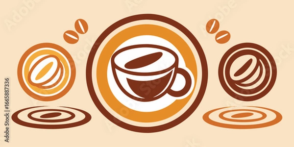 Fototapeta Minimalist coffee concept with beans and circle design abstract coffee shop branding visual graphic arts elegant background decoration illustration for cafeteria