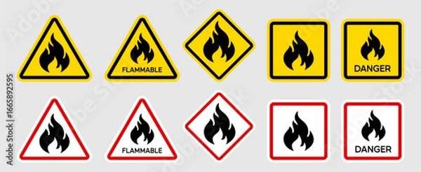 Obraz Fire danger sign. flammable warning icon