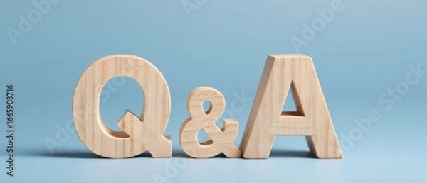 Obraz The Wooden Q and A Letters on Blue Background Representing FAQ and Customer Support
