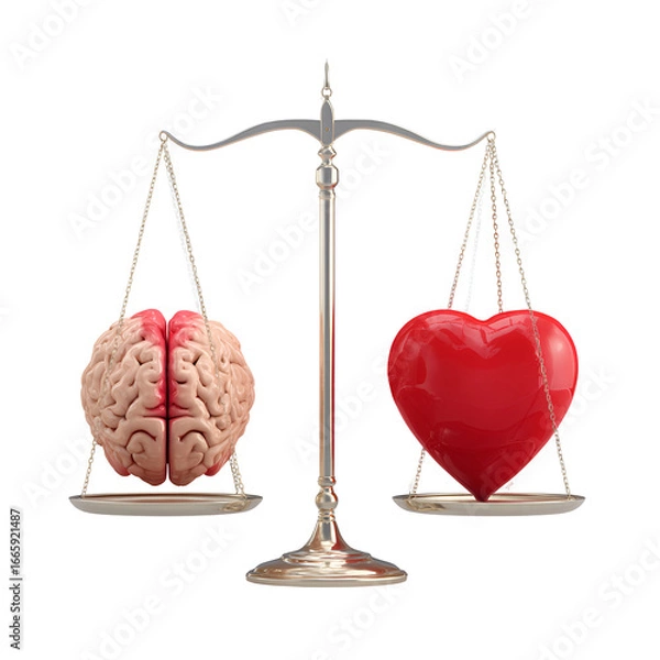 Obraz Balance of Emotion and Logic with Heart and Brain Concept