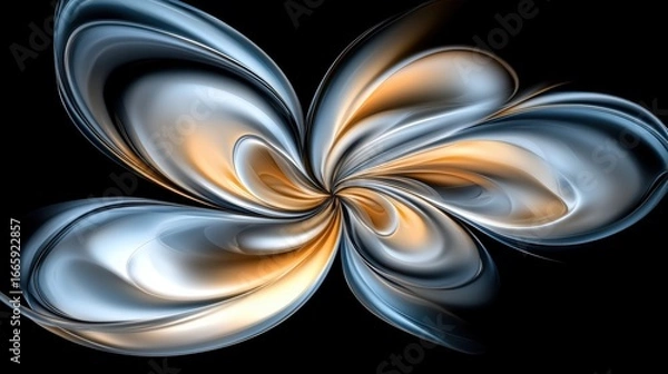Fototapeta A digital illustration of a stylized flower with a black background.
