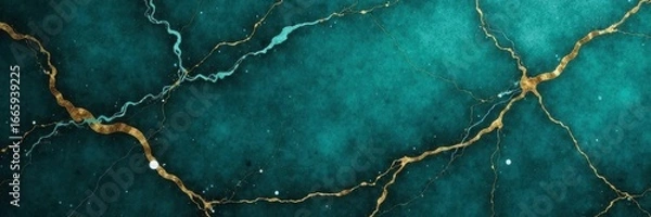 Obraz Deep teal marble with dramatic veining, luxurious backdrop , mineral, pattern