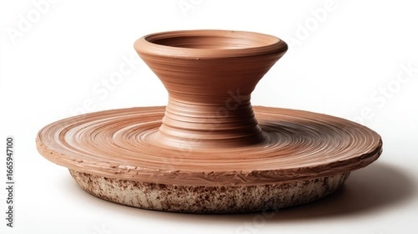 Fototapeta Clay pot being shaped on a pottery wheel