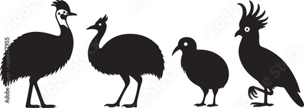 Obraz Exotic Bird Silhouette Vector Art