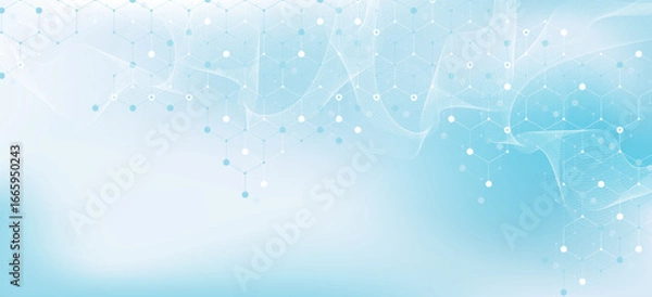 Fototapeta Modern health care or medical background design. Health care innovation concept. Horizontal header web banner. Abstract geometric background with hexagon shapes for medicine, science, chemistry.